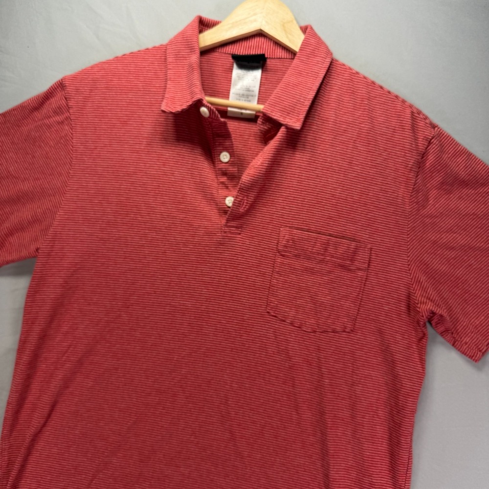 Patagonia Polo Shirt Mens Small Red Striped Organic Cotton Pocket Golf Casual